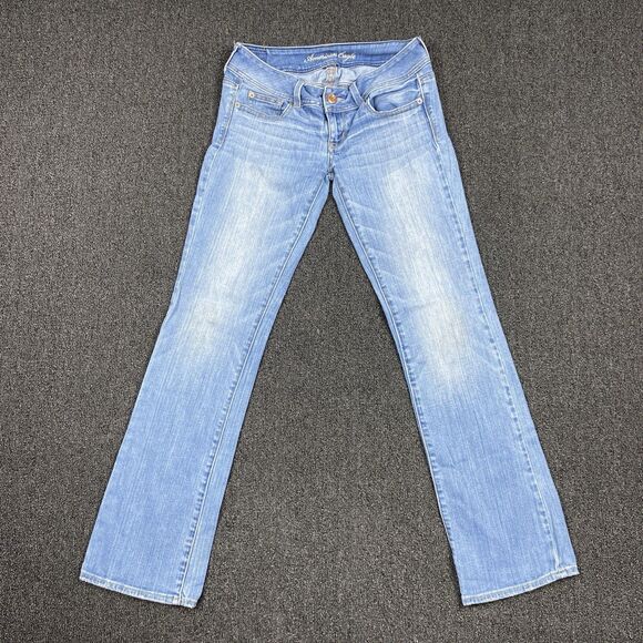 American Eagle Jeans Women's Stretch Slim Boot Light Wash Jeans Size 2 Reg - Picture 1 of 6